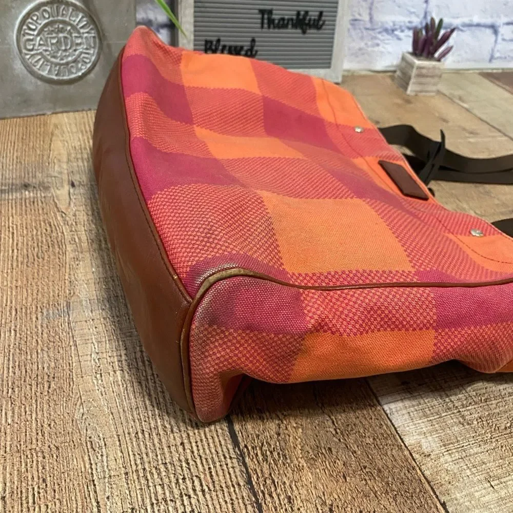 Kate Spade Pink Orange Plaid Large Victoria Baby Bag